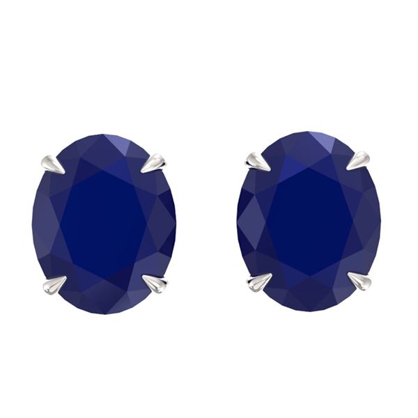 7 ctw Sapphire Designer Stud Earrings 18k White Gold - REF-41W9H