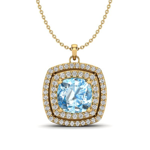 2.08 ctw Sky Blue Topaz & Micro Pave Diamond Necklace 18k Yellow Gold - REF-51Y4X