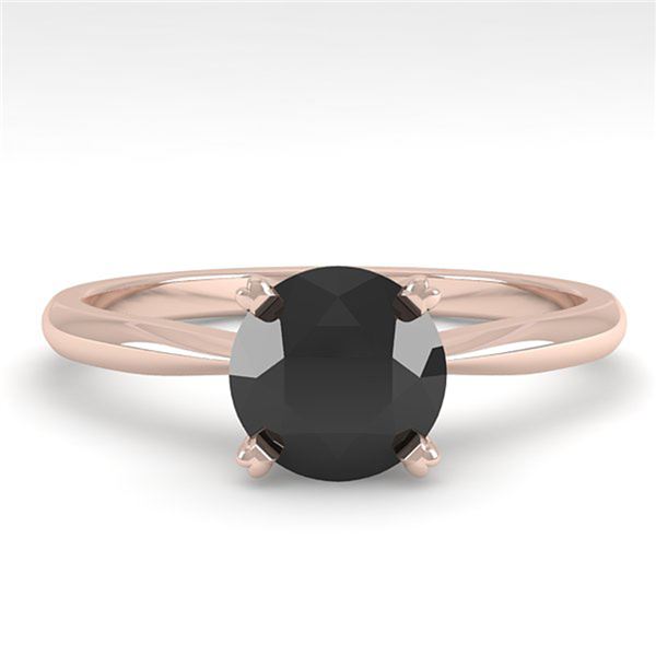 1.0 ctw Black Diamond Engagment Designer Ring 14k Rose Gold - REF-26H4R