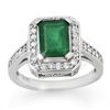 Image 1 : 2.0 ctw Emerald & Diamond Ring 14k White Gold - REF-55W2H