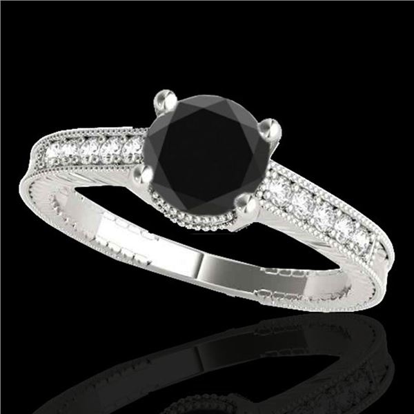 1.2 ctw Certified VS Black Diamond Solitaire Antique Ring 10k White Gold - REF-39W5H