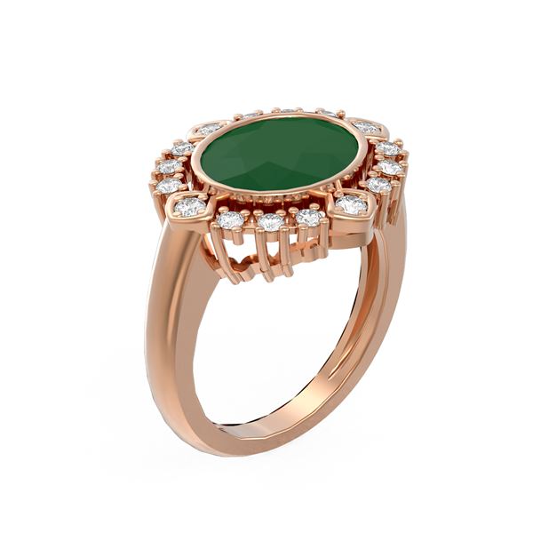 4.54 ctw Emerald & Diamond Ring 18K Rose Gold - REF-154G5W