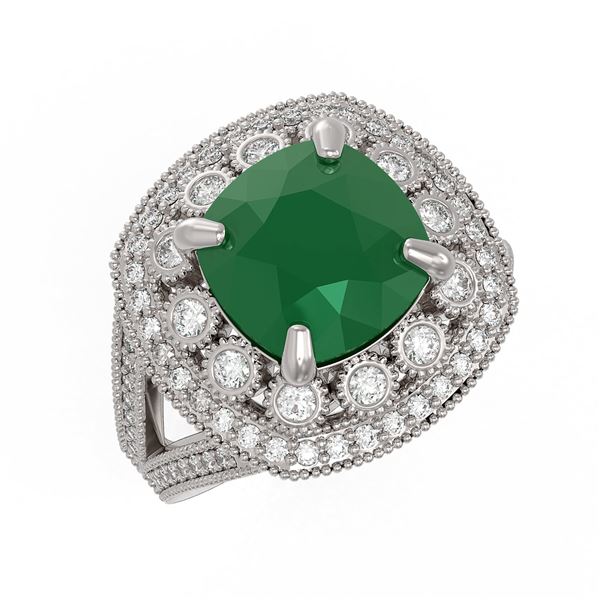 6.47 ctw Certified Emerald & Diamond Victorian Ring 14K White Gold - REF-178Y2X