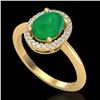 Image 2 : 2 ctw Emerald & Micro Pave VS/SI Diamond Ring Halo 18k Yellow Gold - REF-44W3H