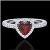 Image 1 : 1.20 ctw Garnet & Micro VS/SI Diamond Ring Heart 14k White Gold - REF-26X3A