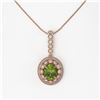 Image 2 : 4.22 ctw Tourmaline & Diamond Victorian Necklace 14K Rose Gold - REF-134K2Y