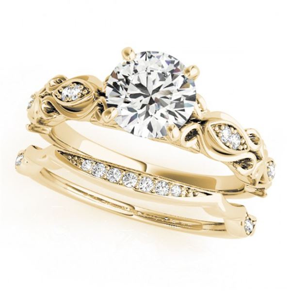 0.71 ctw Certified VS/SI Diamond 2pc Wedding Set Antique 14k Yellow Gold - REF-100X3A