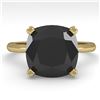 Image 1 : 6.0 ctw Cushion Black Diamond Engagment Designer Ring 14k Yellow Gold - REF-148G5W