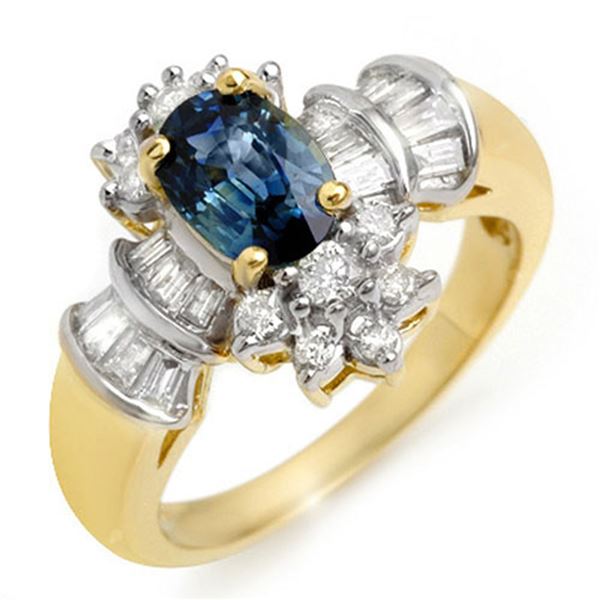 2.25 ctw Blue Sapphire & Diamond Ring 14k Yellow Gold - REF-89G3W