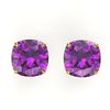 Image 1 : 12 ctw Cushion Cut Amethyst Designer Stud Earrings 18k Yellow Gold - REF-39N5F