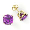 Image 2 : 12 ctw Cushion Cut Amethyst Designer Stud Earrings 18k Yellow Gold - REF-39N5F