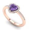 Image 2 : 1 ctw Amethyst & Micro Pave Ring Heart Halo 14k Rose Gold - REF-25H2R