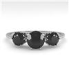 Image 1 : 1 ctw Past Present Future Black Diamond Ring 18k White Gold - REF-52W5H