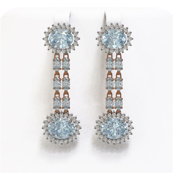 12.82 ctw Sky Topaz & Diamond Earrings 14K Rose Gold - REF-172N8F