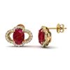 Image 2 : 4 ctw Ruby & Micro Pave VS/SI Diamond Certified Earrings 10k Yellow Gold - REF-53K5Y