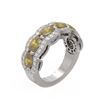 Image 1 : 4.25 ctw Canary Citrine & Diamond Ring 18K White Gold - REF-124W4H