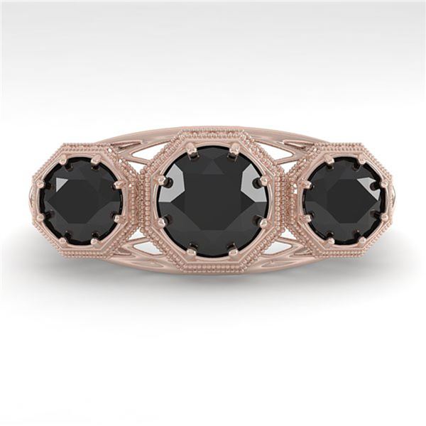 2 ctw Black Diamond Ring Art Deco 14k Rose Gold - REF-50G3W