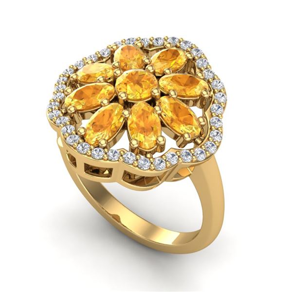 3 ctw Citrine & VS/SI Diamond Cluster Designer Ring 10k Yellow Gold - REF-49F3M