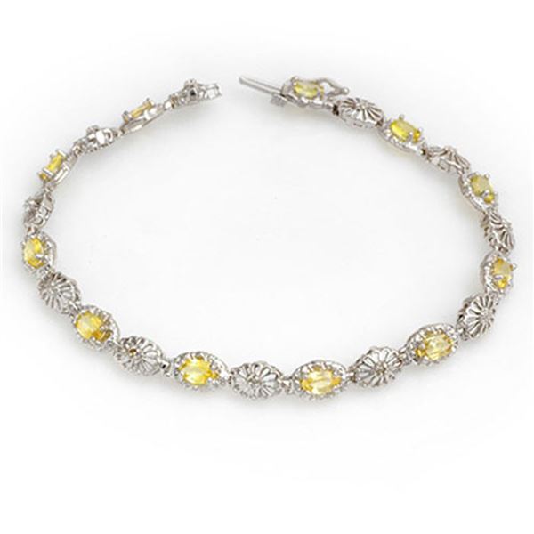 3.42 ctw Yellow Sapphire & Diamond Bracelet 10k White Gold - REF-54H4R