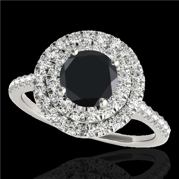 1.5 ctw Certified VS Black Diamond Solitaire Halo Ring 10k White Gold - REF-53Y3X