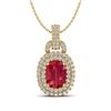 Image 1 : 2.50 ctw Ruby & Micro Pave VS/SI Diamond Necklace 14k Yellow Gold - REF-52G8W