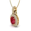 Image 2 : 2.50 ctw Ruby & Micro Pave VS/SI Diamond Necklace 14k Yellow Gold - REF-52G8W