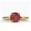 Image 1 : 2 ctw Cushion Cut Pink Tourmaline Engagment Ring 18k Yellow Gold - REF-34M8G