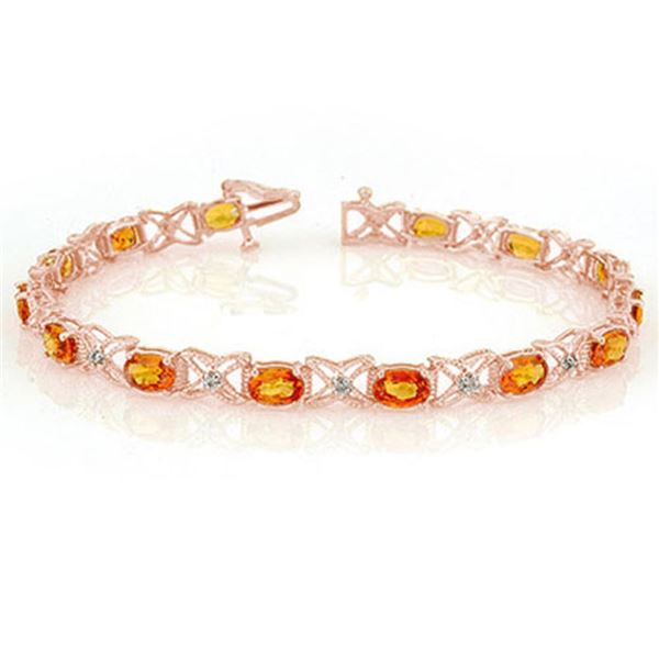 10.15 ctw Orange Sapphire & Diamond Bracelet 18k Rose Gold - REF-152W8H