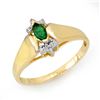 Image 1 : 0.22 ctw Emerald & Diamond Ring 10k Yellow Gold - REF-10R9K