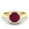 Image 1 : 2 ctw Ruby & Halo VS/SI Diamond Micro Pave Ring 18k Yellow Gold - REF-45K3Y