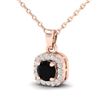 Image 2 : 0.47 ctw Micro Pave VS/SI Diamond Necklace Designer Halo 14k Rose Gold - REF-25H9R