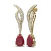 Image 2 : 6.79 ctw Ruby & Diamond Earrings 18K Yellow Gold - REF-178K2Y