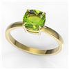 Image 2 : 2 ctw Cushion Cut Peridot Solitaire Engagment Ring 18k Yellow Gold - REF-25W9H