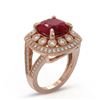 Image 2 : 6.47 ctw Certified Ruby & Diamond Victorian Ring 14K Rose Gold - REF-158K2Y