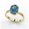 Image 2 : 3.50 ctw London Blue Topaz Designer Solitaire Ring 18k Yellow Gold - REF-27M2G