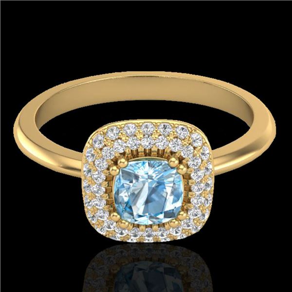 1.16 ctw Sky Blue Topaz & Micro VS/SI Diamond Ring Halo 18k Yellow Gold - REF-54M3G