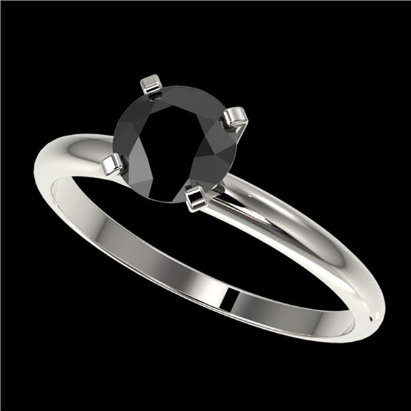 1 ctw Fancy Black Diamond Solitaire Engagment Ring 10k White Gold - REF-22F3M