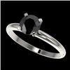 Image 1 : 1 ctw Fancy Black Diamond Solitaire Engagment Ring 10k White Gold - REF-22F3M
