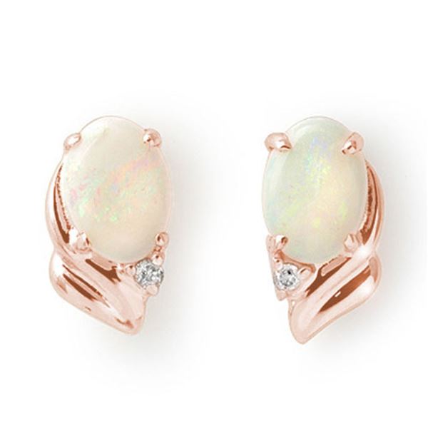 1.03 ctw Opal & Diamond Earrings 14k Rose Gold - REF-12A8N