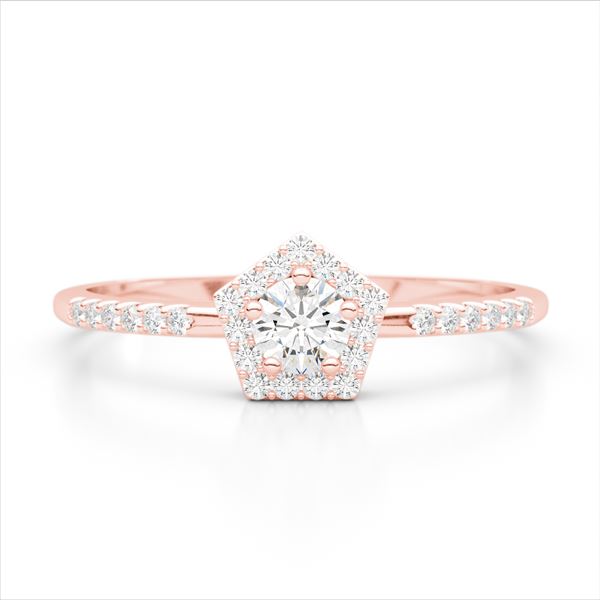 40 ctw Micro Pave VS/SI Diamond Halo Solitaire Ring 14k Rose Gold - REF-31X4A