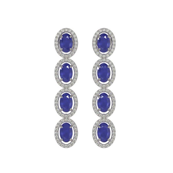 6.47 ctw Sapphire & Diamond Micro Pave Halo Earrings 10k White Gold - REF-143R6K