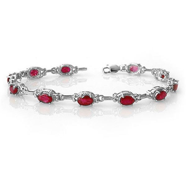 8.50 ctw Ruby Bracelet 14k White Gold - REF-81N8F