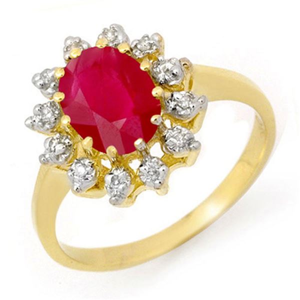 1.22 ctw Ruby & Diamond Ring 10k Yellow Gold - REF-23M9G