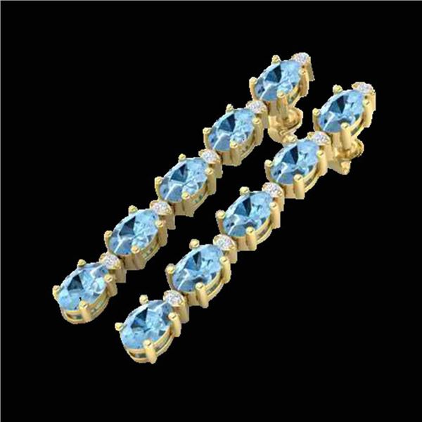 5 ctw Aquamarine & VS/SI Diamond Certified Tennis Earrings 10k Yellow Gold - REF-42Y3X