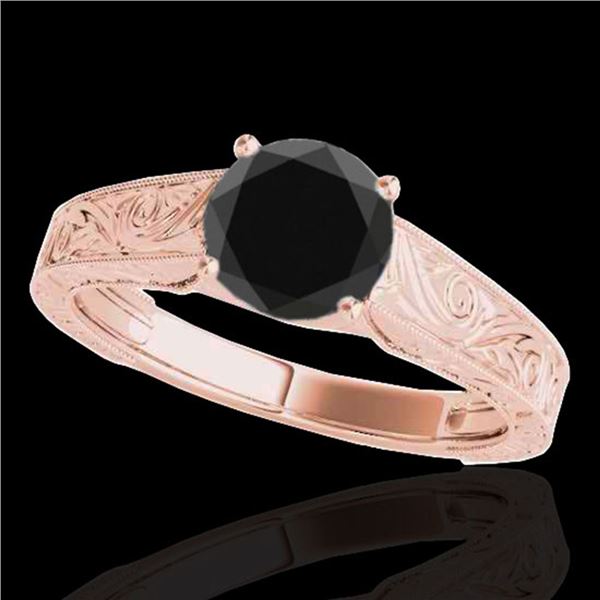 1.5 ctw Certified VS Black Diamond Solitaire Antique Ring 10k Rose Gold - REF-39N5F