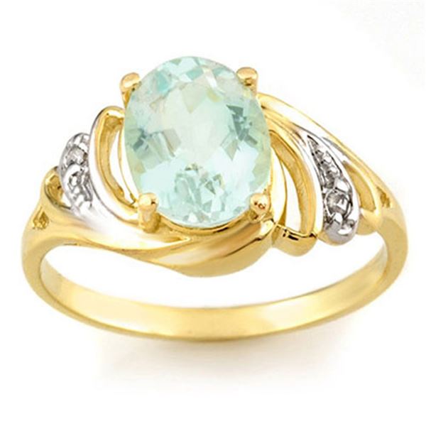 2.04 ctw Aquamarine & Diamond Ring 10k Yellow Gold - REF-23A2N