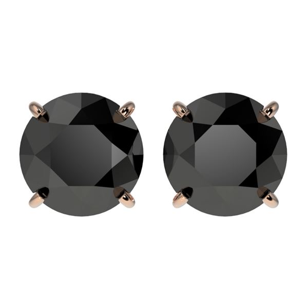 2.60 ctw Fancy Black Diamond Solitaire Stud Earrings 10k Rose Gold - REF-43X2A