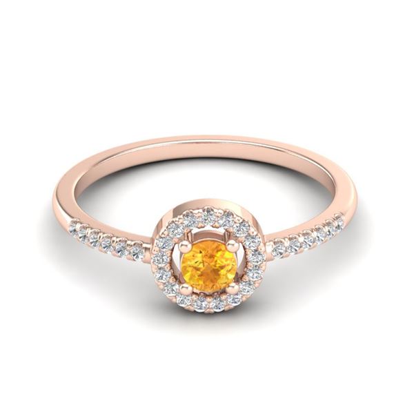 0.50 ctw Citrine & Micro Pave VS/SI Diamond Ring Halo 14k Rose Gold - REF-23G9W