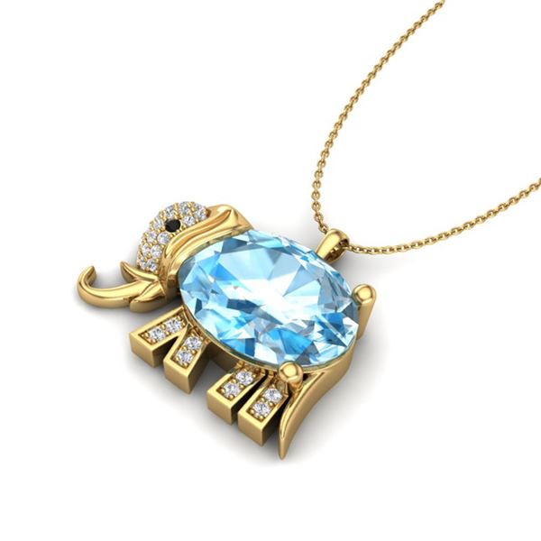 8 ctw Sky Blue Topaz & Micro Pave Necklace 10k Yellow Gold - REF-33H3R