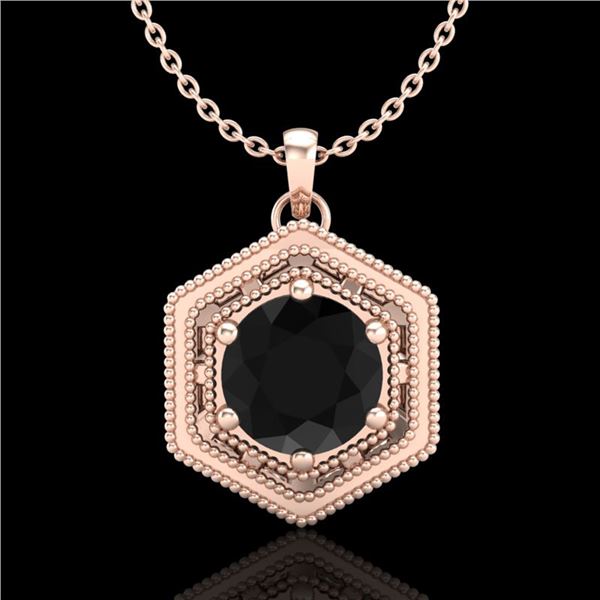 0.76 ctw Fancy Black Diamond Art Deco Stud Necklace 18k Rose Gold - REF-36Y6X